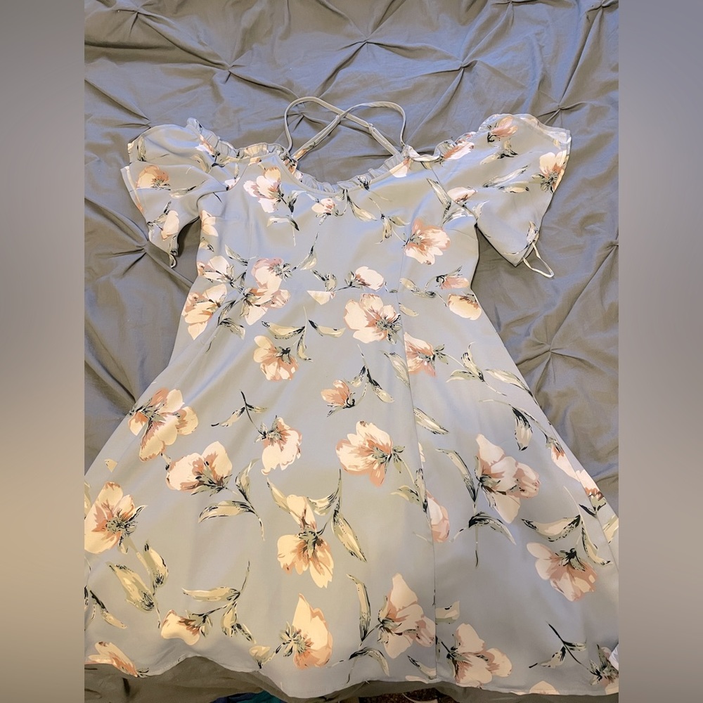 Blue floral satin sundress